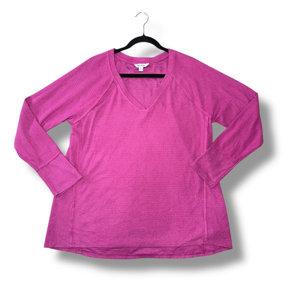 Wildfox‎ Pink V Neck Raglan Long Sleeve Top Size L